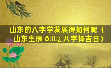 山东的八字学发展得如何呢（山东生辰 🌿 八字择吉日）